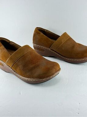Born Women's Cognac Suede Slip-On Clogs